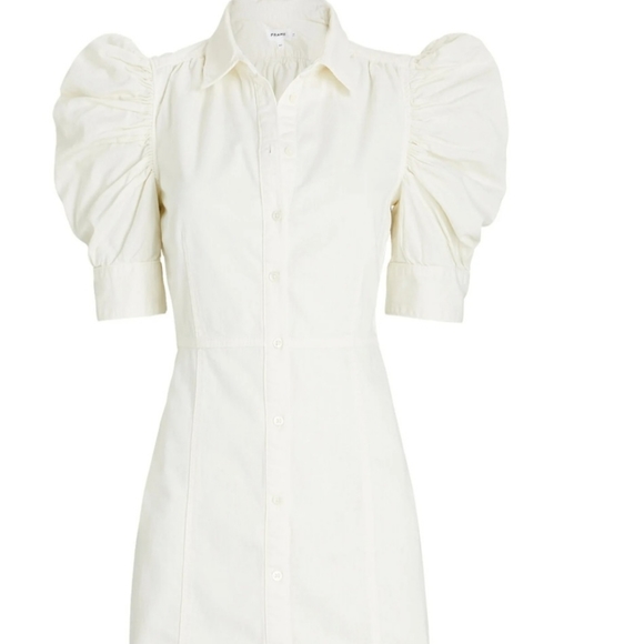 FRAME Gillian Off-White Gillian Puff Sleeve Mini Dress